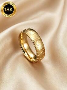MONALLY 18K鍍金經典男士不鏽鋼嘻哈蜂巢婚戒，機車風，適合日常配戴與派對 - 男士戒指 - 查看 1