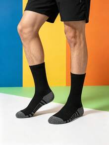 1/5/10/20 Pairs Men's Striped Mid-Calf Socks, Comfortable Soft Mesh Sports Running Socks, Outdoor Fitness Socks - Multicolor - View 2