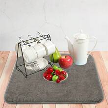 1pc Large Dish Drying Mat, Microfiber Dish Drainer Mat, Foldable, Super Absorbent, Quick Dry, Suitable For Kitchen Countertop, Tableware, Sink, Coffee Machine, Dish Rack, Pet Food Bowl, Dish Drying - Multicolor - View 3
