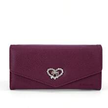 Dompet Ponsel Wanita, Tas Clutch dengan Tali Bahu yang Dapat Dilepas, Dompet Panjang Minimalis - Burgundy - View 2