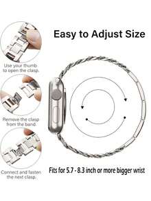 Starlight 金屬雙鏈錶帶，適用於 SE3 SE S12 S11 S10 S9 S8 S7 系列，相容 38mm 40mm 41mm 42mm 44mm 45mm 46mm 49mm，男女通用智慧手錶配件，秋季男女配飾，海灘不鏽鋼飾品，聖誕節、萬聖節、新年假期禮物 - 星光 - 查看 5