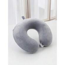 Memory Foam Solid Neck Pillow, U-Shaped Travel Pillow, Removable [Open The Vacuum Packaging, Allow It To Air Out And Regain Its Shape Before Using] - Gris claro - Ver 5