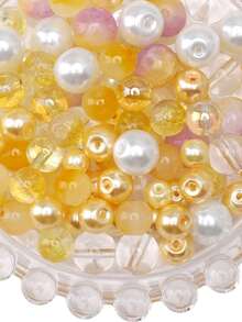beadia 100/250g 2-10mm 黃色系列混色玻璃珠，多種款式，DIY珠寶製作、項鍊與手鍊手工藝用品，適合女性 - 黃色系 - 查看 5