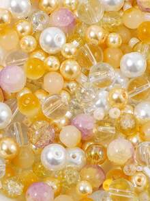 beadia 100/250g 2-10mm 黃色系列混色玻璃珠，多種款式，DIY珠寶製作、項鍊與手鍊手工藝用品，適合女性 - 黃色系 - 查看 2