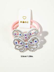 10pcs High Elasticity Durable Hair Ties Rubber Bands Pink Hair Scrunchies With AB Rhinestone Decorated Deer Crown Butterfly Elephant Fashion Hair Ropes Cute Hair Accessories For Daily Use - Pink - View 4