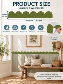 SUPSTICKER ملصق حائط بتصميم صدفة قابل للتقشير واللصق، ملصق حائط قابل للإزالة، 3.94*23.62 بوصة، 8 ألوان لديكور غرفة المعيشة والمنزل - متعدد الألوان - مشاهدة 15