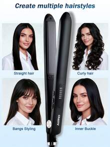 CRASTS Hair Straightener And Curler 2 In 1, Ceramic Flat Iron With 6 Adjustable Temperature 130℃ To 230℃, Fast Heating Hair Styling Tool With 360° Swivel Cord For All Hair Types, Black - Black - View 9