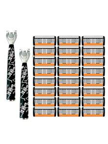 Unisex Fully Washable Manual Razor, One-Click Blade Replacement, Smooth Shaving, Set Includes 12 Replacement Blades, Essential For Daily Grooming, Perfect Holiday Gift - Multicolor - View 12