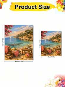 DIY Mediterranean Seaside Summer Vacation (Frameless Or Framed 8x12 / 16x20 Inches) Paint By Numbers Kit (Acrylic) Arts & Crafts For Adult Beginners, Home Wall Decor, And Creative Holiday Gifts - Sets - View 2