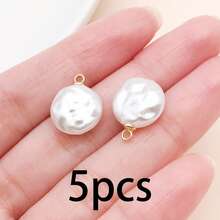 Random 5/20Pcs Mixed Shapes Baroque Faux Pearl Charms, Star Shell Shape White Pearl Pendants With Loop For DIY Earrings Necklace Jewelry Making - White - View 15