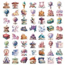 56pcs Dream Amusement Park Graffiti PET Stickers, Suitable For Laptop, Water Bottle, Luggage, Helmet, Notebook, Etc. DIY Creative Toys - Multicolor - View 10