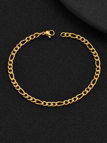 1 Buah Gelang Rantai Figaro Minimalis Warna Emas dari Baja Tahan Karat, Desain Rantai Polos, Gelang untuk Pria, Hadiah Perhiasan Kasual Sehari-hari - MultiWarna - View 4