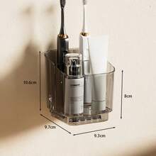 1pc Multifunctional Acrylic Storage Box, Transparent Toothbrush Holder, Partitioned Wall-Mounted Storage Rack, Creative Drill-Free Bathroom Organizer, Not Only Can Store Combs, Toothbrushes, Toothpaste, Soap, Razors, Etc., But Also Can Place Frequently Used Cosmetics And Accessories, Bathroom Decor Gift, Bathroom Supplies, Home Decor, Kitchen Supplies, Boyfriend Gift, Bedroom Men's Gift - Acrylic Frame - View 8