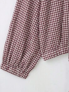 CAREE Women's Autumn/Winter Red Small Plaid Short Jacket, Notch Collar, Dropped Shoulder, Button Front Closure - Multicolor - View 4