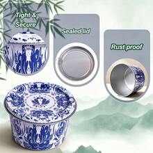 HIZTGHC 6pcs 2.5oz Empty Candle Tins, Random Blue & White Floral Pattern Metal Candle Jars With Lids, Matte Reusable Candle Containers For DIY Candle Making And Storage - 6Pcs - View 4