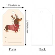 40pcs Cartoon Dachshund Gift Tags With Jute Rope, Vintage Warm Style Gift Hang Tags, Suitable For Christmas Holiday Gift Packaging Decoration - Multi-color - View 3