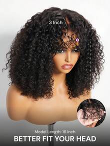 MEGALOOK 3X2 Lace Closure Wig, Deep Curly Transparent Lace, 100% Human Hair, Natural Color, Middle Part, Pre-Plucked Hairline, Bleached Knots, 200% Density, Glueless, Beginner Friendly - SNatural - View 5
