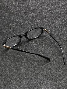 1 Pair Men's Oval Frame Glasses, Modern Minimalist Design, Elegant Aesthetic, Transparent Lenses, Perfect Accessory For School And Daily Wear - Clear - View 5