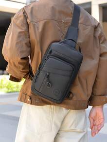 Men's Multi-Pocket Chest Bag, Wear-Resistant Waterproof Crossbody Shoulder Bag, Large Capacity Lightweight Portable Small Bag, Suitable For Students, Daily Commute, Short Trips, Travel, Outdoor Cycling, Shopping, Organizing Personal Items - A - View 4
