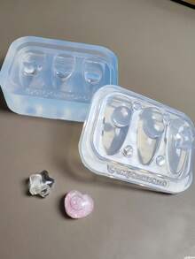 1pc Heart-Shaped Sphere 3D Nail Art Mold, Silicone DIY Nail Decoration Mold - Clear - View 8