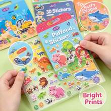 Handheld Cartoon 3D Bubble Sticker Book Set, Multi-Theme Rich Patterns, Soft Stickers Reusable, Develop Children's Hands-On Ability, Parent-Child Interactive Fun Desktop Toy, Creative Gift For Birthday Holiday Party - Multicolor - View 3
