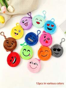 12pcs Kids Girls Pattern Plush Fabric Zipper Mini Coin Purse, Cute Cartoon Style, Suitable For Daily Use, Party Favors, Gifts - Multicolor - View 10
