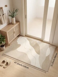1pc Light Apricot Wabi-Sabi Style Abstract Fluid Faux Cashmere Living Room Rug, Soft Non-Slip Wear-Resistant, Suitable For Living Room, Bedroom Holiday Decor, Office, Non-Slip Door Mat, Bathroom, Hallway, Study Area Carpet - Apricot - View 15