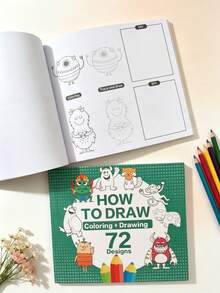 Children's Step-By-Step Drawing Activity Book, Preschool Art Learning Material, Beginner Drawing & Doodle Painting Book, "How To Draw: Coloring And Sketching Book", 72 Cartoon Monster And Animal Designs, Children's Gift, Christmas Gift, New Year Gift, Teacher Reward - Multi-color - View 3