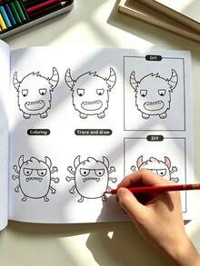 Children's Step-By-Step Drawing Activity Book, Preschool Art Learning Material, Beginner Drawing & Doodle Painting Book, "How To Draw: Coloring And Sketching Book", 72 Cartoon Monster And Animal Designs, Children's Gift, Christmas Gift, New Year Gift, Teacher Reward - Multi-color - View 2
