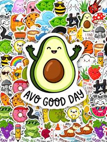 50/100pcs Cute Pun Positive Energy Stickers, Back To School Decoration, Funny Fruit & Animal Pun Vinyl Stickers, Suitable For Vision Board, Student Journal, Mug, Laptop, Water Bottle - Multicolor - View 9