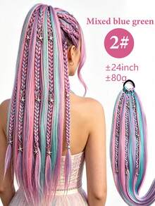 24 Inch Women's Synthetic Ponytail Wig/Elastic Rope New Braided Wig/Thickened Elastic Rope/More Durable/Suitable For Daily Wear/Also Suitable For Parties And Gatherings/Colorful Wig/Party Wig/Costume Wig - Multicolor - View 7