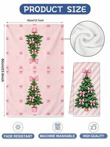 Multiple Kitchen Absorbent Towels, Made Of Polyester Material, Printed With Christmas Tree And Bow Pattern, Suitable For Kitchen And Bathroom, Ideal Choice For Housewives And Family Gatherings, High Cost-Performance Home Decor And Room Decoration Item - Multicolor - View 3
