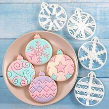 MIANXIAOXIN 1 Pc/4 Pcs Christmas Bauble Cookie Stamp Cutter Set, Snowflake Star Ornament Baking Mold - Multicolor - View 8