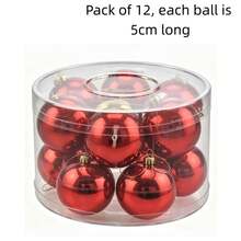 Red Heart & Round Ball Ornament Set, Glass & PVC Hanging Baubles, Glossy & Matte Dual Finish Valentine Christmas Hanging Decorations, Reusable Festive Pendant For Christmas Tree, Wreath, Gift Box, Holiday Home Party Decor Supplies - 12-pack Christmas Ornaments - View 17