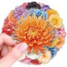 56pcs Colorful Floral Graffiti PET Stickers, Suitable For Decorating Journals, Phone Cases, Notebooks, Tablets, Skateboards, Guitars, Party Packaging, Water Bottles And Luggage - Multicolor - View 1