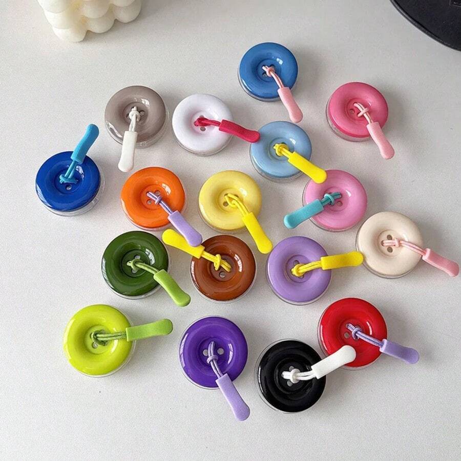 Cute Button‑Shaped Phone Charm, Colorful Resin Cell Phone Case Hanging Pendant Decor For Girls - Multicolor - View 1