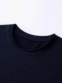 1pc Men's Summer Casual Coconut Tree Color Block Print Round Neck Tank Top - Navy Blue - View 9