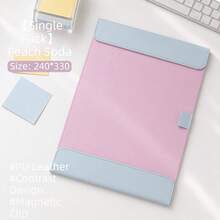 1pc A4 Magnetic PU Leather Clipboard Folder, Wear-Resistant Contrast Color Writing Board, Exam Paper, Meeting Notes, Daily Notebook Paper Storage Organizer - One Size Fits All - View 5