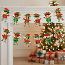somoving 36/Strands DIY Photo Gingerbread For Man Paper Bunting Banner, Blank Photo Insert Gingerbread Cutout Hanging Garland, Christmas Multipurpose Wall Hanging Decor Supplies For Party, Fireplace & Window Display - Multicolor - View 2
