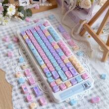 Keycaps Meow Pudding Kepala Kucing Lucu Berlapis Glasir Sangat Menarik PBT Lima Sisi Dye-Sublimation MOA Kompatibel Dengan Keyboard Mekanik - View 1