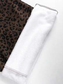 Plus Size Women's Leopard Print Straight Leg Pants With White Side Stripes, Warm And Comfortable For Autumn Wear - Coffee Brown - View 6