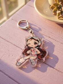 1Pc/6Pcs NJeans Girl Group Acrylic Keychains, Featuring Chibi Member Future Tech Style Outfits, Cat Ear Headphones And Collection Design, Fashion Bag Charm, Suitable For Back To School, Gift For K-Pop Fans, Exquisite Collectible, All Season - Multicolor - View 10