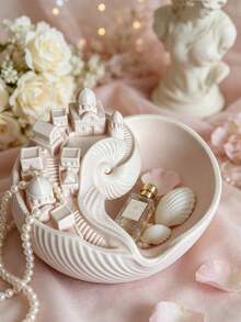 Shell Town Storage Bowl, Creative Shell Town Key Storage Bowl, Santorini Mediterranean Style Entryway Key Tray, Entryway Jewelry Tray, Luxury Desktop Jewelry Storage Box And Decorative Ornament, Creative Home Decor Craft, Halloween Gift - Multicolor - View 5