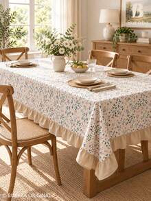 Bubaba Taplak Meja Berumbai Motif Bunga Vintage, Penutup Meja Makan Persegi Panjang Gaya Rumah Pertanian, Taplak Meja Motif Botani dengan Tepi Berumbai Warna Beige untuk Dapur, Ruang Makan & Dekorasi Rumah - MultiWarna - View 5
