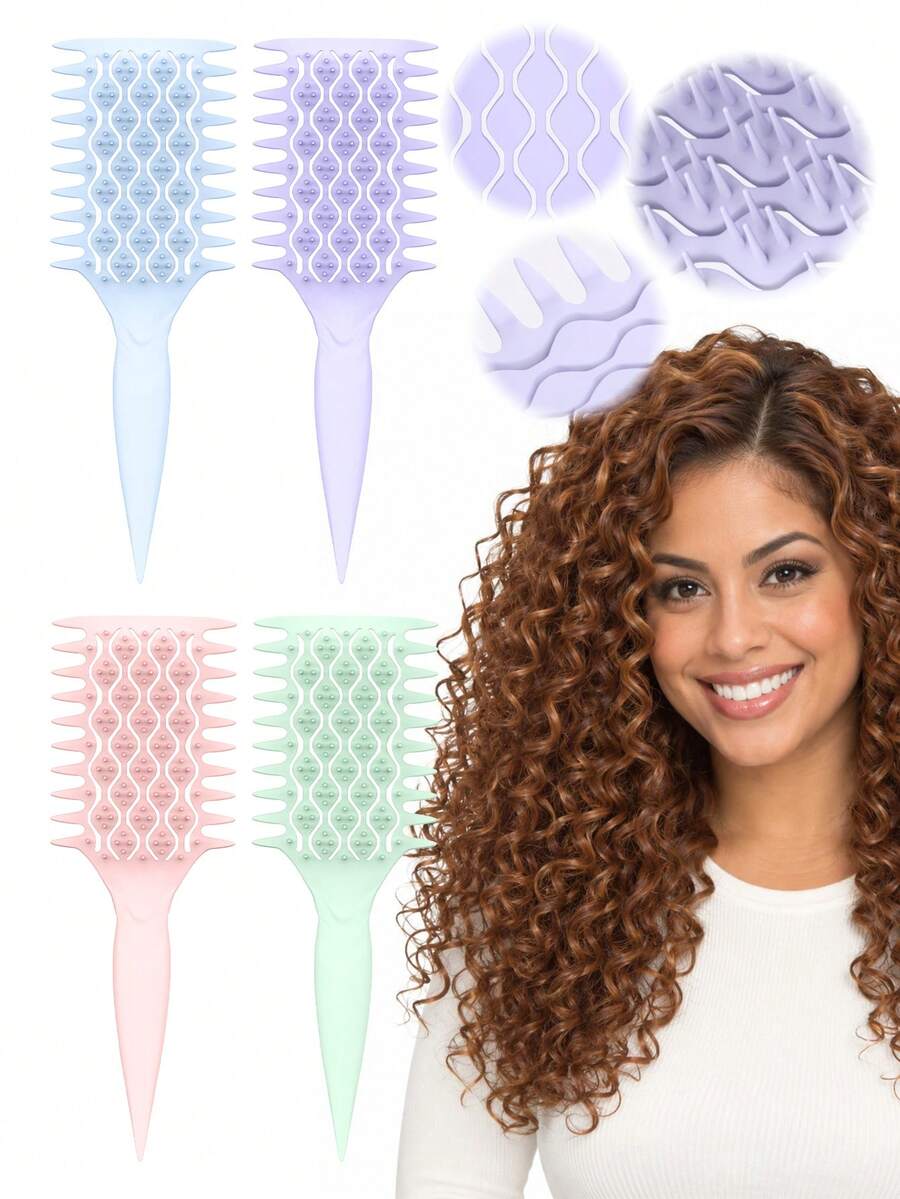 1pc/4pcs Hollow Hair Comb, Anti-Static Detangling, Volumizing Styling, Wet & Dry Use, Scalp Massage, Portable & Easy To Clean, Essential Christmas And Halloween Gift - Multicolor - View 1