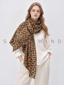 1pc Women's Leopard Print Fashion Street Style Sexy Personalized Polyester Scarf, Suitable For All Seasons Daily Wear - Camel - View 3