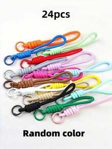 12-100pcs Colorful Handmade Woven Rope Keychains, Nylon Rope DIY Handmade Weaving Set, Keychain And Backpack Pendant Materials, Colorful Keychain Lanyards, Key Rings, Phone Accessories, Bag Pendant Anti-Loss Key Ring Phone Accessories Polyester Fiber - Multi-color - View 8