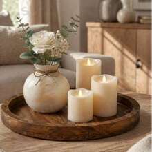 1pc Vintage Wooden Decorative Tray, Round Candle Holder Base, Farmhouse Tabletop Storage Plate, Suitable For Holiday, Birthday, Party Decoration - Brown - View 1