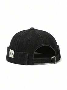 1 Buah Topi Docker Tanpa Visor, Label Huruf, Topi Tanpa Pinggiran, Dapat Diatur, Warna Polos, Unisex Dewasa, Gaya Retro Hip Hop Jalanan - Huruf label jahit - View 4