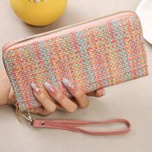 Sweet Style Woven Long Clutch Wallet, Soft Pink Versatile Purse, Multi-Function Card Slots Phone Bag, Holiday Gift - Multicolor - View 9